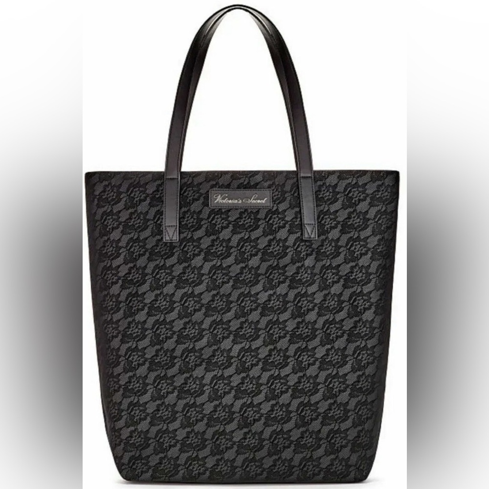 Victoria's Secret Black Floral Lace Print Tote Bag Limited Edition 2020 Purse